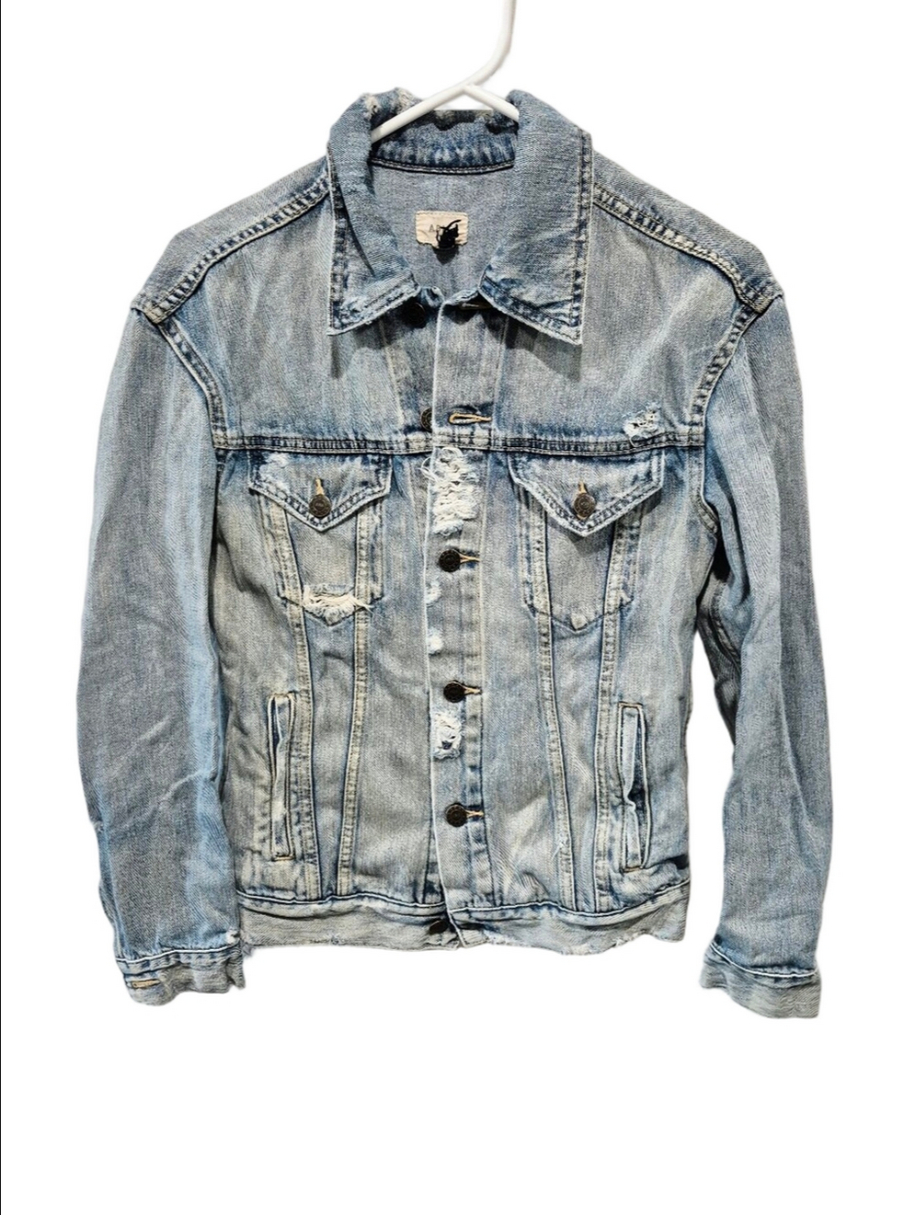 ABLE The Merly Distressed Denim Jacket Small Light Lyocell Cotton Trucker